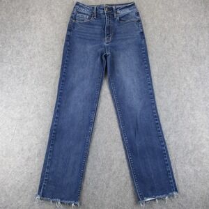 JUST USA Womens Size 2 Blue Denim High Rise Straight Leg Cropped Jeans